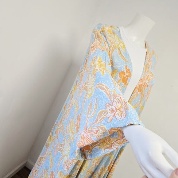 Roxy Kimono Duster Size M/L Tropical Floral Short Sleeve Bohemian Festival NWT - Picture 3 of 11